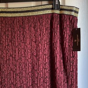 NWT WORTHINGTON WOMAN BURGUNDY LACE SKIRT SZ 2X